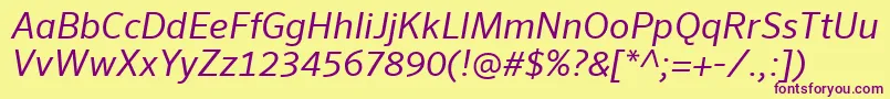 Подробнее о шрифте SeroWeBproItalic Шрифт SeroWeBproItalic – фиолетовые шрифты на жёлтом фоне