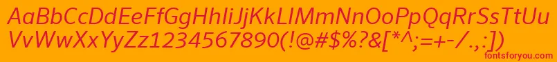 SeroWeBproItalic-fontti – punaiset fontit oranssilla taustalla