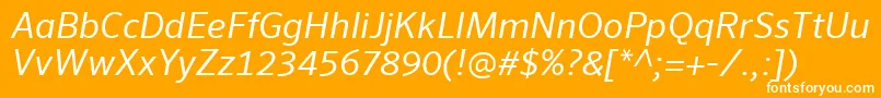Fonte SeroWeBproItalic – fontes brancas em um fundo laranja