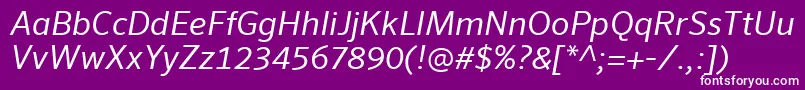 Fonte SeroWeBproItalic – fontes brancas em um fundo violeta