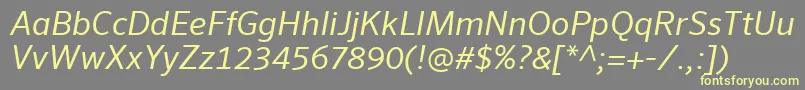 フォントSeroWeBproItalic – 黄色のフォント、灰色の背景