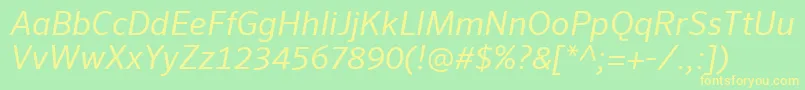 SeroWeBproItalic Font – Yellow Fonts on Green Background
