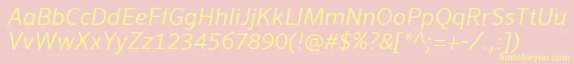 SeroWeBproItalic-Schriftart – Gelbe Schriften auf rosa Hintergrund