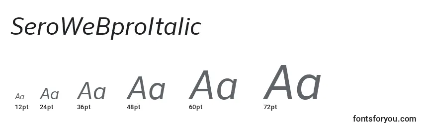 Размеры шрифта SeroWeBproItalic