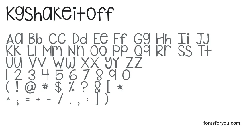 Шрифт Kgshakeitoff – алфавит, цифры, специальные символы