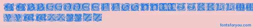 Weitere Informationen zur Eichenlaubinitialen-Schriftart Eichenlaubinitialen-Schriftart – Blaue Schriften auf rosa Hintergrund