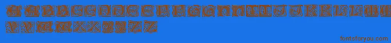 Eichenlaubinitialen Font – Brown Fonts on Blue Background