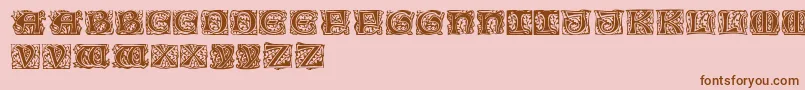 Eichenlaubinitialen-Schriftart – Braune Schriften auf rosa Hintergrund