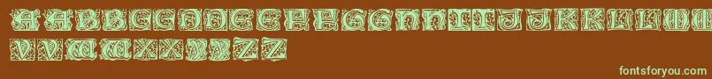 Eichenlaubinitialen Font – Green Fonts on Brown Background