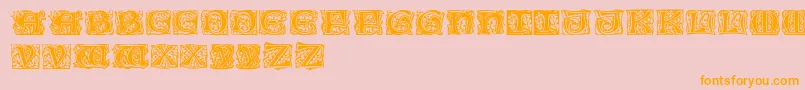 Eichenlaubinitialen-Schriftart – Orangefarbene Schriften auf rosa Hintergrund