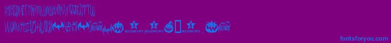 Hello Ween -Schriftart – Blaue Schriften auf violettem Hintergrund