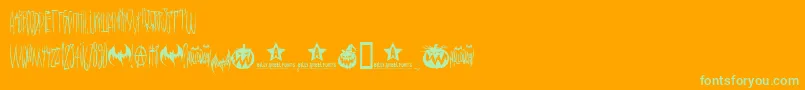 Hello Ween -Schriftart – Grüne Schriften auf orangefarbenem Hintergrund