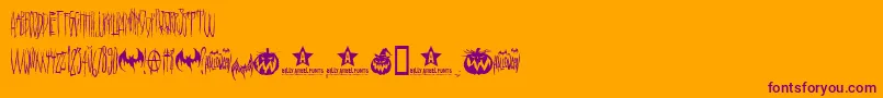 Hello Ween -Schriftart – Violette Schriften auf orangefarbenem Hintergrund
