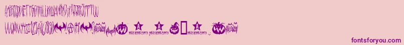 Hello Ween -fontti – violetit fontit vaaleanpunaisella taustalla