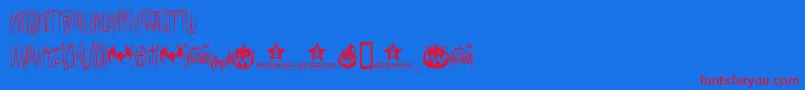 Hello Ween -Schriftart – Rote Schriften auf blauem Hintergrund