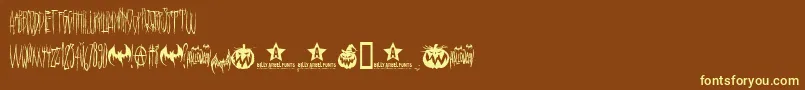 Шрифт Hello Ween  – жёлтые шрифты на коричневом фоне