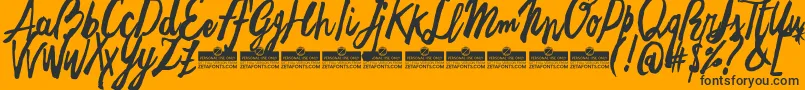 Шрифт FreehandBrushTrial – чёрные шрифты на оранжевом фоне