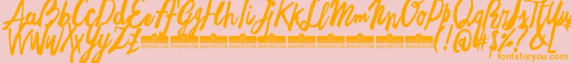 Saiba mais sobre a fonte FreehandBrushTrial Fonte FreehandBrushTrial – fontes laranjas em um fundo rosa