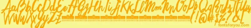 Шрифт FreehandBrushTrial – оранжевые шрифты на жёлтом фоне