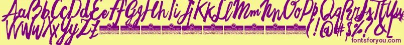 FreehandBrushTrial Font – Purple Fonts on Yellow Background