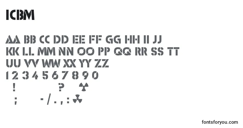 A fonte Icbm – alfabeto, números, caracteres especiais