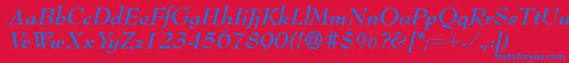 Bernhardmodern Bolditalic Font – Blue Fonts on Red Background