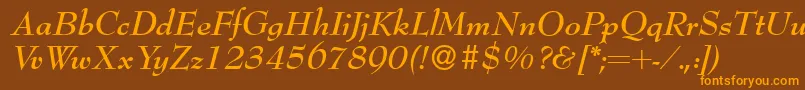 Bernhardmodern Bolditalic Font – Orange Fonts on Brown Background