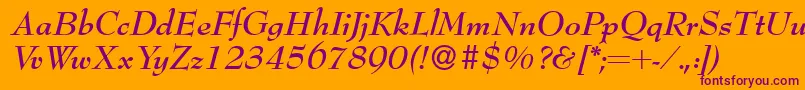Bernhardmodern Bolditalic Font – Purple Fonts on Orange Background