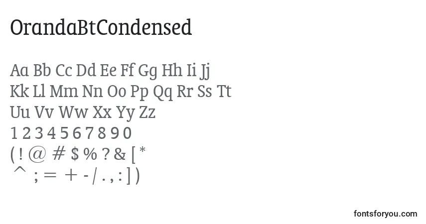 Schriftart OrandaBtCondensed – Alphabet, Zahlen, spezielle Symbole