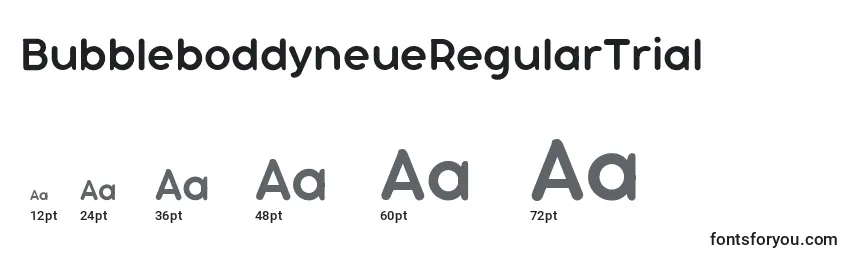 BubbleboddyneueRegularTrial Font Sizes