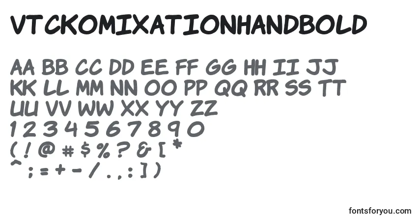 Czcionka Vtckomixationhandbold – alfabet, cyfry, specjalne znaki