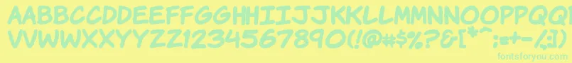 Vtckomixationhandbold Font – Green Fonts on Yellow Background