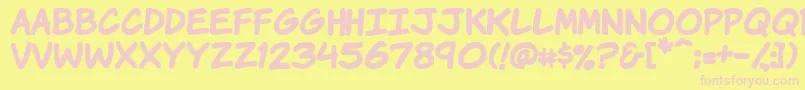 Vtckomixationhandbold Font – Pink Fonts on Yellow Background