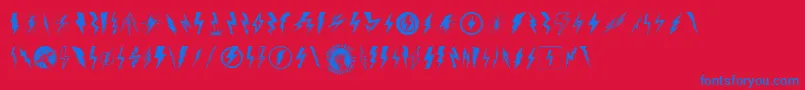 フォントLightningBolt – 赤い背景に青い文字