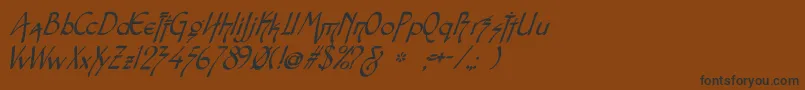 フォントSnotmasteri – 黒い文字が茶色の背景にあります