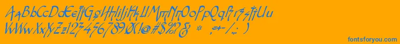 Snotmasteri Font – Blue Fonts on Orange Background