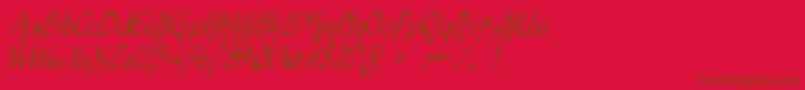 Snotmasteri Font – Brown Fonts on Red Background
