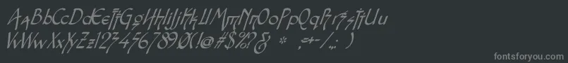 Snotmasteri-fontti – harmaat kirjasimet mustalla taustalla