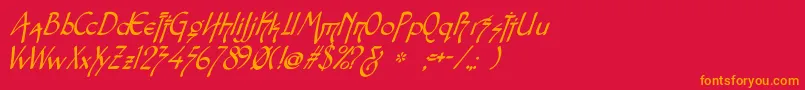 Шрифт Snotmasteri – оранжевые шрифты на красном фоне