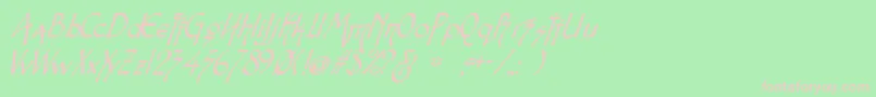 フォントSnotmasteri – 緑の背景にピンクのフォント