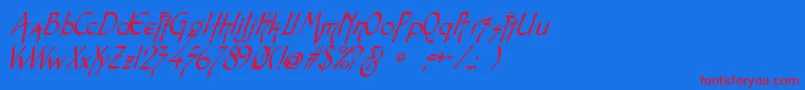 Snotmasteri Font – Red Fonts on Blue Background