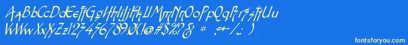 Snotmasteri Font – Yellow Fonts on Blue Background