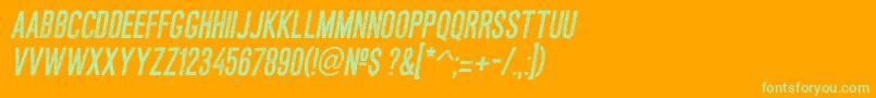 Fonte AsfaltoItalic – fontes verdes em um fundo laranja