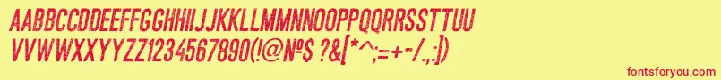 フォントAsfaltoItalic – 赤い文字の黄色い背景