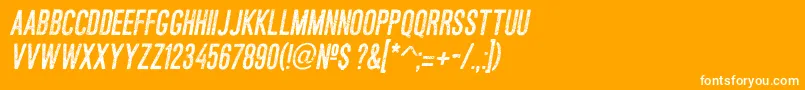 AsfaltoItalic-fontti – valkoiset fontit oranssilla taustalla