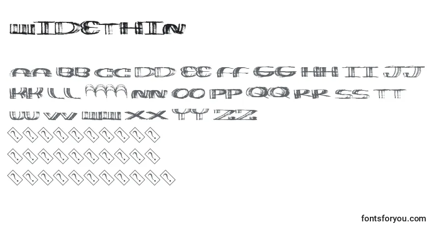 Шрифт Widethin – алфавит, цифры, специальные символы