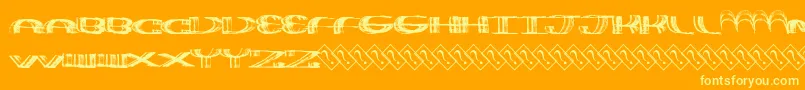 Widethin-Schriftart – Gelbe Schriften auf orangefarbenem Hintergrund