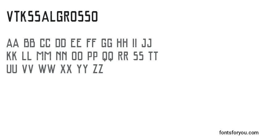 Czcionka Vtkssalgrosso – alfabet, cyfry, specjalne znaki