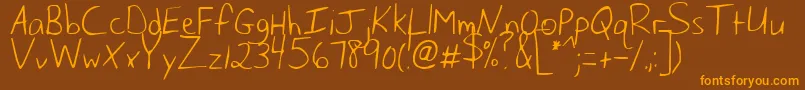 HusbandOfTheMillennium-Schriftart – Orangefarbene Schriften auf braunem Hintergrund