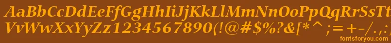 CarminaBoldItalicBt Font – Orange Fonts on Brown Background